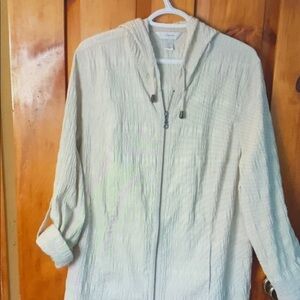 CJ Banks Cream Hooded Jacket